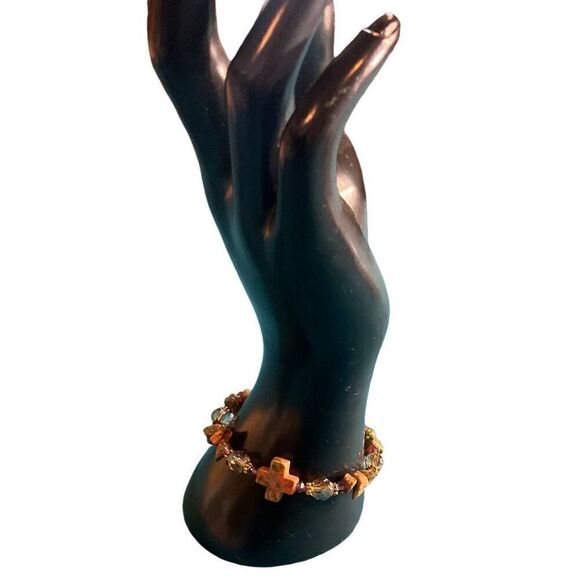 Unakite Jasper Cross Bracelet - Picture 4 of 13